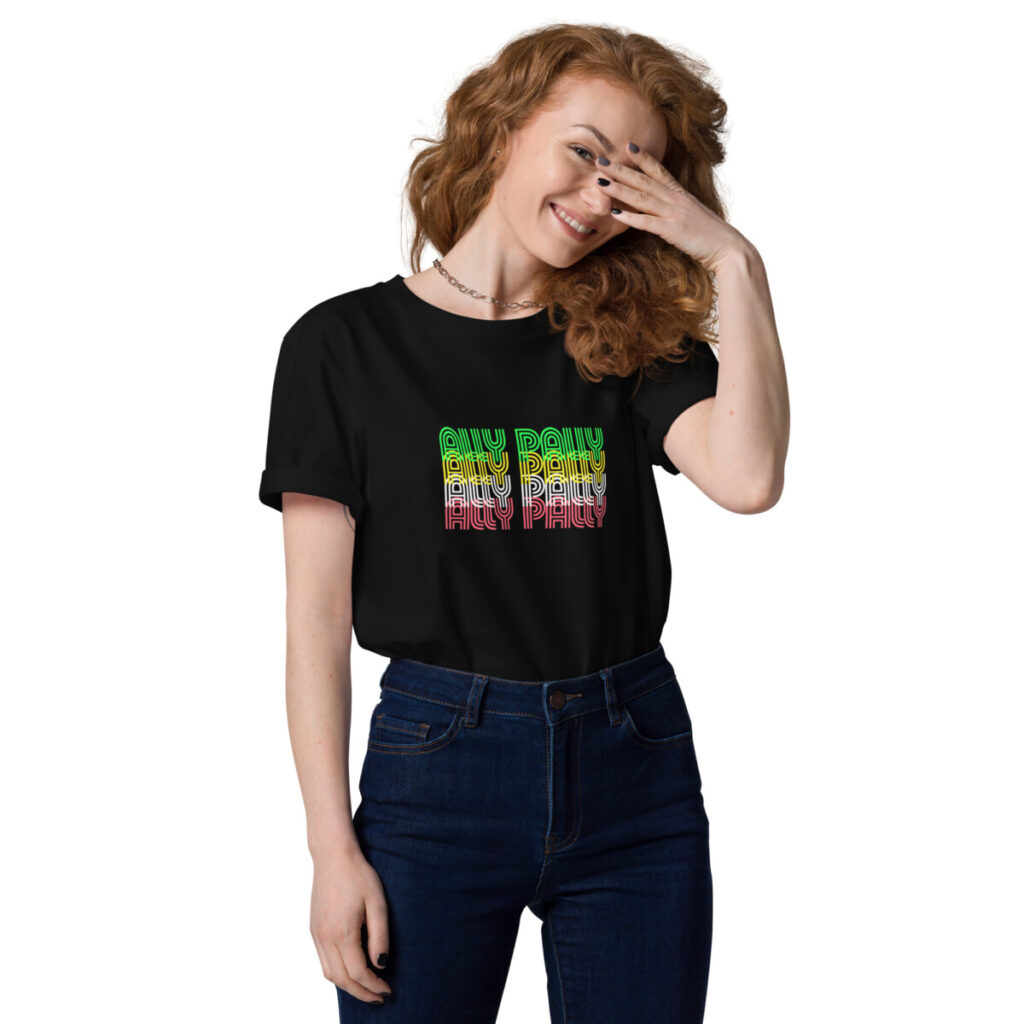 Ally Pally - 70s design v2 - green / yellow / red - Unisex organic cotton t-shirt