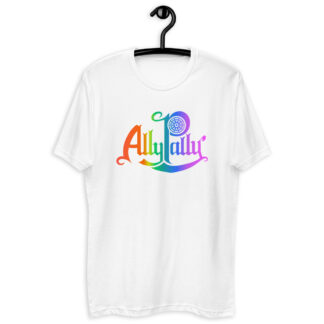 Ally Pally - rainbow print original design by Mixed Idioms on white T-Shirt